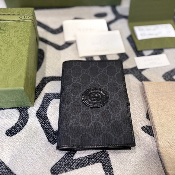 SOLD - Gucci Leather-Trimmed Monogrammed ECONYL Passport Case *Authentic* - Picture 1 of 9